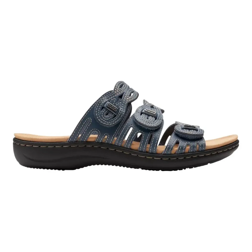 Clarks Women's Laurieann Ruby Scalloped Twist Strap Sandals Navy Size 6 1/2